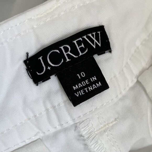 J.CREW Pleated Pants Women 10 Button Front Wide Leg Chino Cotton White BZ697 - Picture 9 of 13
